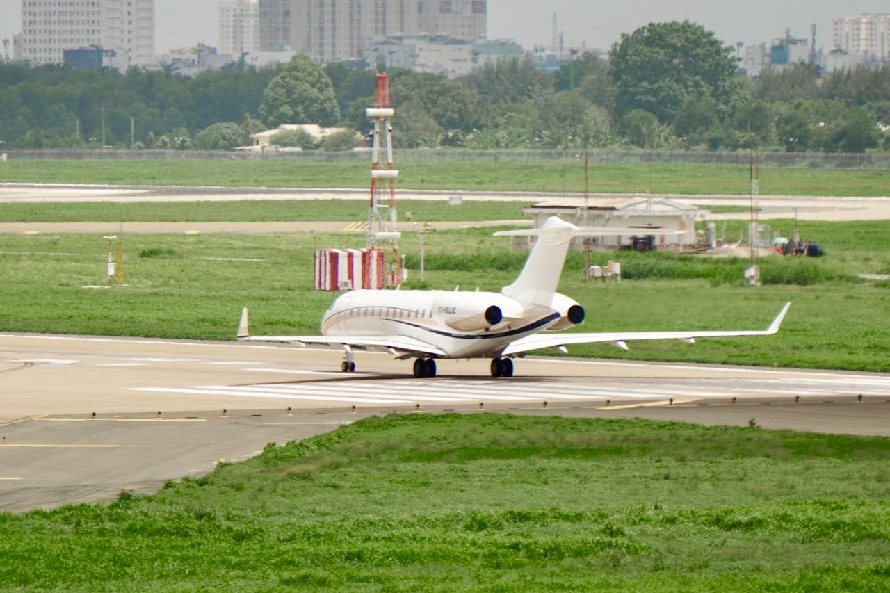 Private jet on tarmac for Chennai to Delhi charter